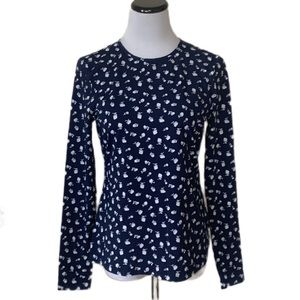 Lands’ End SZ S/L 6-8 Blue/White Floral Swim Tee